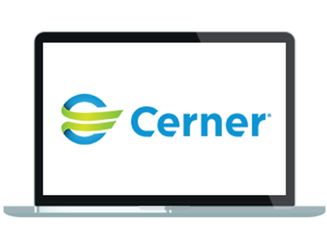 Laptop with Cerner logo on screen