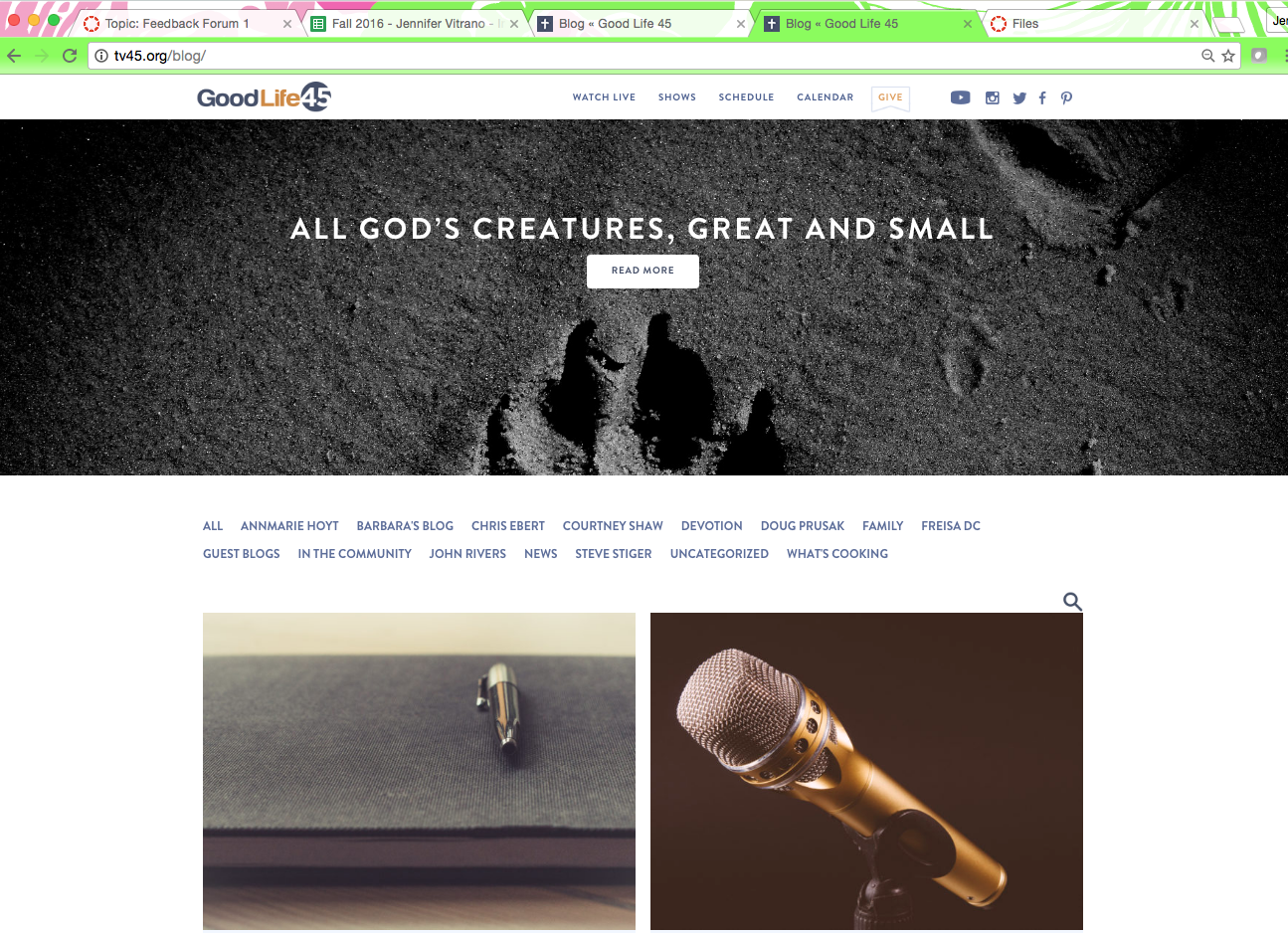 GoodLife45 blog page with hero image with words 